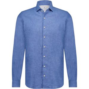 Blue Industry linnen overhemd blauw gemêleerd slim fit