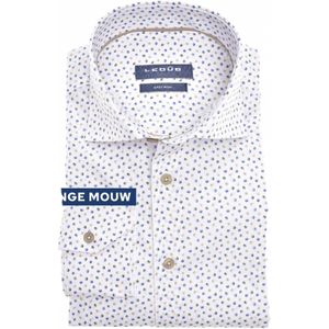 Ledub overhemd mouwlengte 7 Modern Fit blauw met print 100% katoen