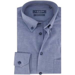 Ledub overhemd mouwlengte 7 Modern Fit blauw effen katoen normale fit
