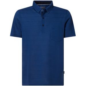 Pierre Cardin polo korte mouw kobalt gestreept 3-knoops