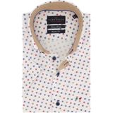 Portofino casual overhemd wit korte mouw geprint 100% katoen wijde fit