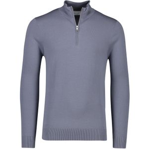 Profuomo sweater effen blauw half zip