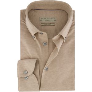 John Miller business overhemd slim fit beige effen katoen