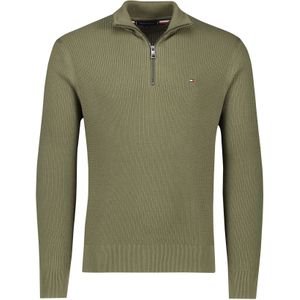 Tommy Hilfiger trui gebreid effen groen halfzip Big&Tall