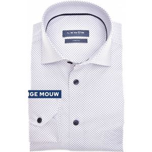 Ledub overhemd mouwlengte 7 wit geprint katoen normale fit