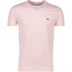 Lacoste t-shirt effen roze katoen normale fit