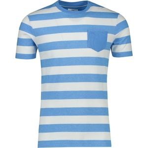 Brax t-shirt blauw met witte strepen normale fit katoen