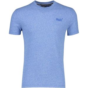 Superdry t-shirt effen blauw gemeleerd
