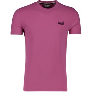T-shirt Superdry roze opdruk ronde hals katoen