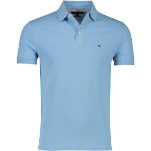 Tommy Hilfiger polo slim fit lichtblauw 3-knoops katoen