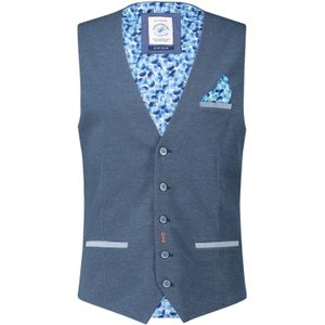 Katoenen A Fish Named Fred gilet donkerblauw effen slim fit