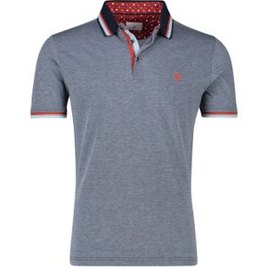 Katoenen State of Art polo blauw gemêleerd wijde fit katoen