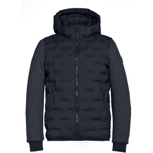 Reset winterjas donkerblauw rits normale fit afneembare capuchon