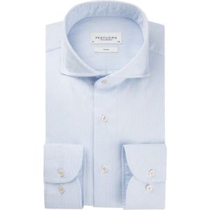katoenen Profuomo business overhemd slim fit lichtblauw gestreept katoen