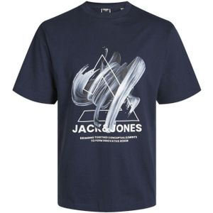 Jack & Jones t-shirt donkerblauw opdruk Plus Size ronde hals