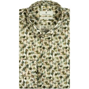 Thomas Maine business overhemd normale fit groen geprint 100% katoen