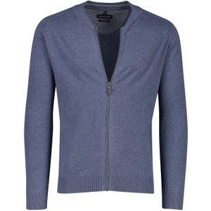 Casa Moda vest donkerblauw rits effen katoen wijde fit