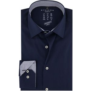 Eterna business overhemd mouwlengte 7 Modern Fit donkerblauw effen 100% katoen