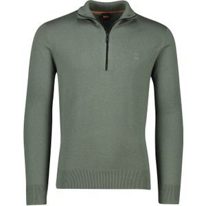 Boss Orange half zip trui groen effen katoen