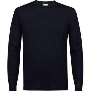 lange mouwen T-shirt Profuomo effen donkerblauw normale fit