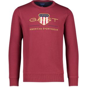 Gant trui bordeaux effen katoen ronde hals