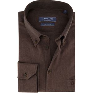 Effen Ledub business overhemd Modern Fit New normale fit bruin