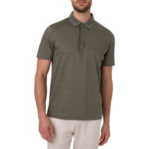 Pierre Cardin poloshirt olijfgroen gestreept katoen normale fit