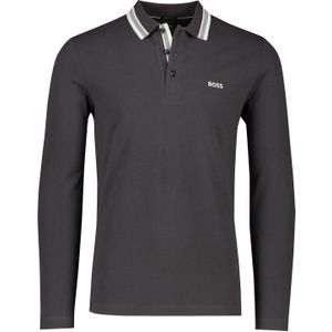 katoenen Boss Green polo normale fit effen grijs