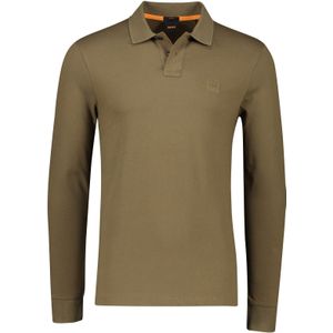 Slim fit bruin BOSS 2-knoops polo katoen