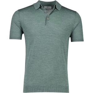 Thomas Maine casual poloshirt normale fit groen gemêleerd linnen