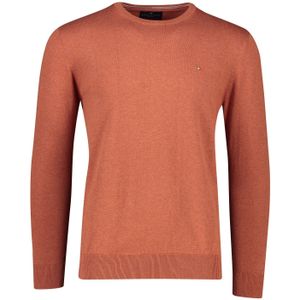 Portofino trui ronde hals oranje/bruin effen 100% katoen