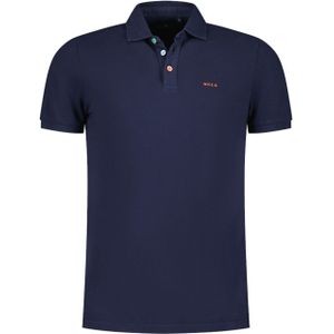 katoenen New Zealand polo normale fit effen donkerblauw