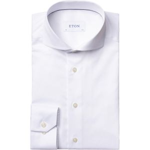 Eton business Signature Twill overhemd super slim fit wit effen