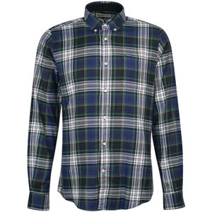 Barbour casual overhemd blauw geruit flanel normale fit