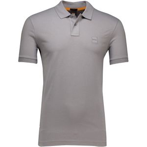 katoenen Boss orange polo grijs effen slim fit