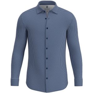 business overhemd Desoto slim fit donkerblauw geprint katoen