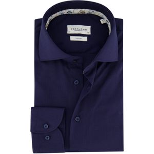 Kreukvrij Profuomo overhemd mouwlengte 7 slim fit donkerblauw