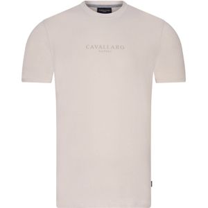 katoenen Cavallaro Bari t-shirt effen beige slim fit