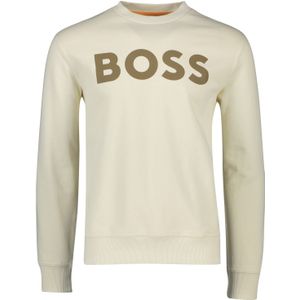 Hugo Boss sweater ronde hals beige geprint katoen normale fit