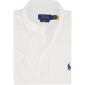Polo Ralph Lauren casual overhemd korte mouwen wit effen katoen normale fit
