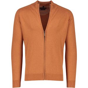 Casa Moda vest oranje rits wijde fit effen katoen