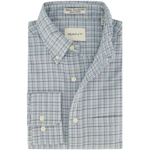 Gant casual overhemd blauw geruit normale fit