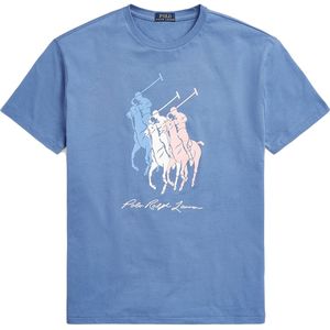 T-shirt Polo Ralph Lauren blauw 3 paarden ronde hals