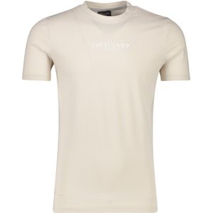 Katoenen Cavallaro t-shirt effen beige slim fit