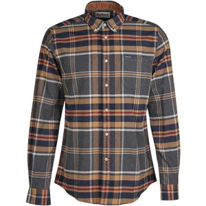 Barbour casual overhemd camel geruit flanel normale fit