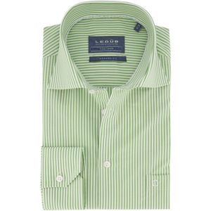 Ledub overhemd mouwlengte 7 Modern Fit New groen gestreept katoen normale fit