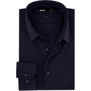 Business overhemd Hugo Boss slim fit donkerblauw effen