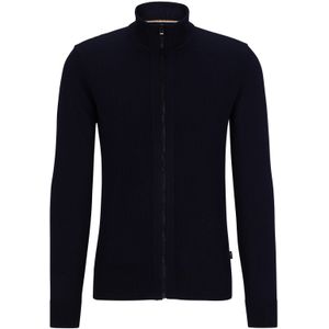 Hugo Boss vest opstaande kraag donkerblauw rits effen wol