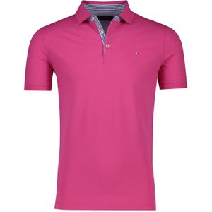 Portofino polo normale fit Pique roze effen katoen 3 knoops