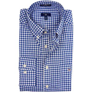 Gant casual overhemd normale fit blauw geruit katoen